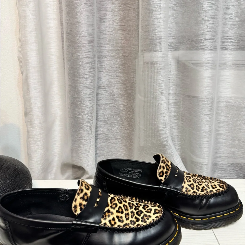 Dr. Martens Black and Leopard Print Loafers - Picture 9 of 12